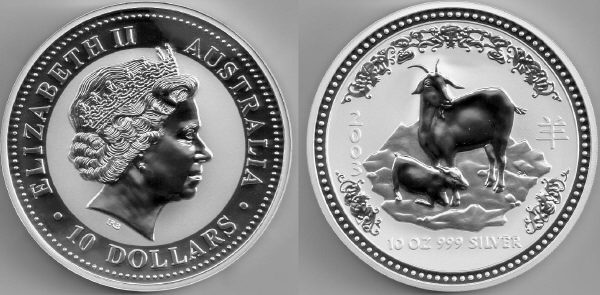 Perth Mint's Australian 10 ounce silver Lunar goat from www.lainson.eu