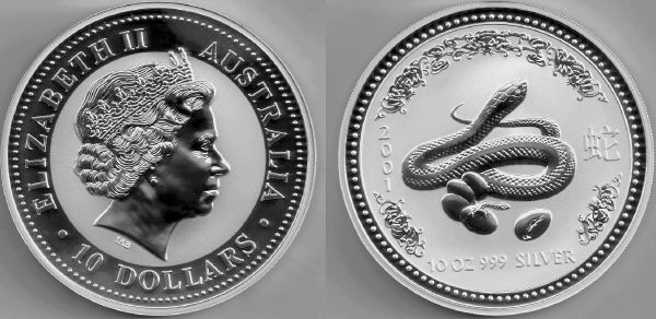 Perth Mint's Australian 10 ounce silver Lunar snake from www.lainson.eu