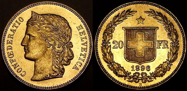 Old style Swiss Gold 20 Francs from www.lainson.eu