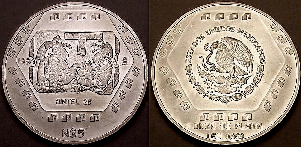 1 ounce Mexican silver bullion Dintel 26 pre-Columbian - Mayan from www.lainson.eu