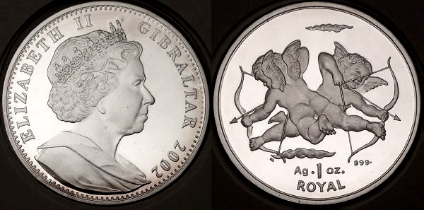 Gibraltar 1 Royal silver Angel 2002 .999 silver from lainson.eu