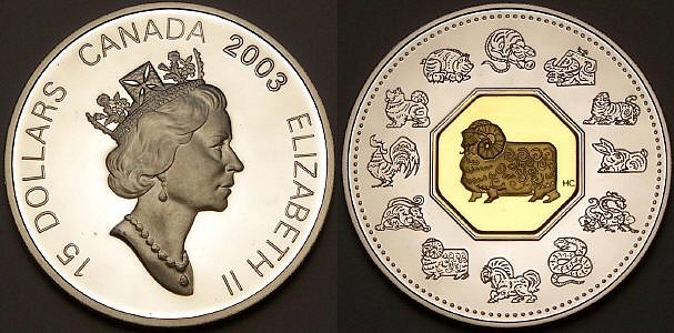 Here is a Canadian lunar sheep with gold from www.lainson.eu