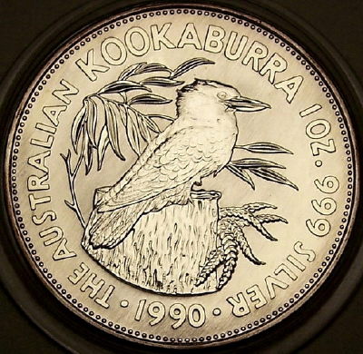 A 1990 1 ounce silver Kookaburra coin from lainson.eu