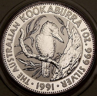 A 1991 1 ounce silver Kookaburra coin from lainson.eu