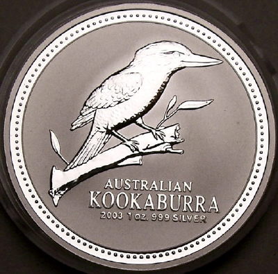 A 2003 1 ounce silver Kookaburra coin from lainson.eu