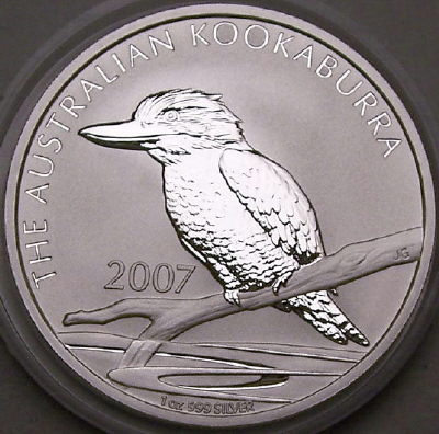 A 2007 1 ounce silver Kookaburra coin from lainson.eu