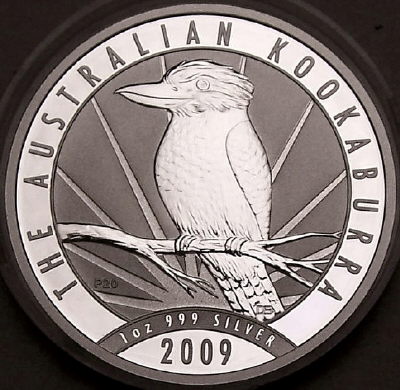 A 2009 1 ounce silver Kookaburra coin from lainson.eu