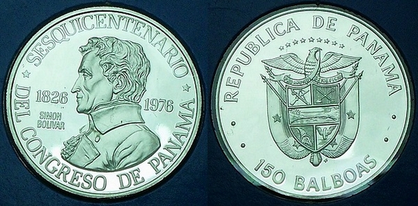 Panama platinum 150 Balboas from lainson.eu