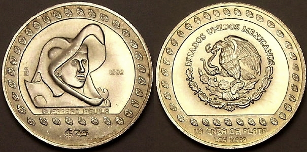 Quarter ounce Mexican silver bullion Mascaron pre-Columbian - Aztec from www.lainson.eu