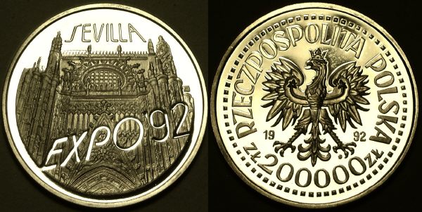 Rare Polish silver coins from www.lainson.eu Seville 1992 Expo